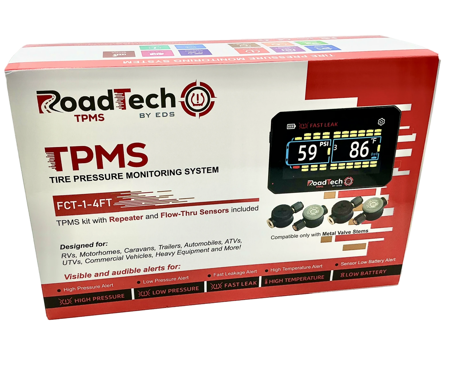 RoadTech Flow-Thru TPMS Kit-4 Sensor